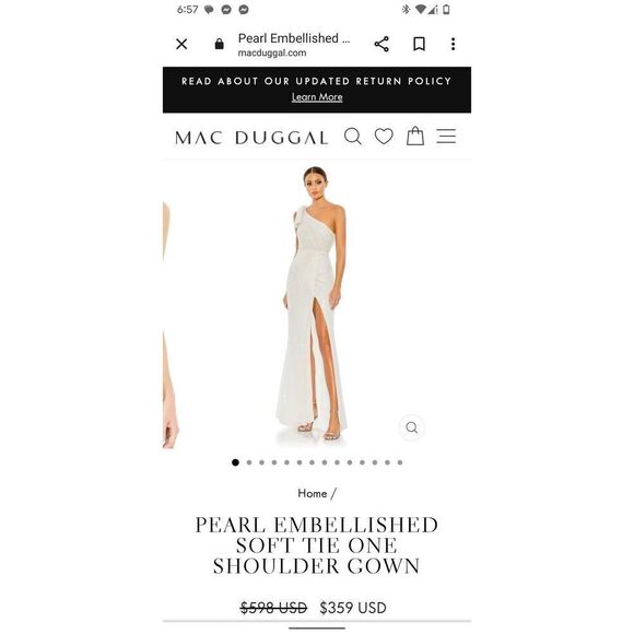 NWT Mac Duggal Women’s One Shoulder Beaded Maxi Dress Silver Size 6 - Picture 2 of 11